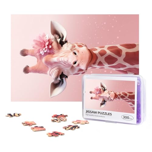 300-teiliges Puzzle für Erwachsene, herausforderndes Puzzle für Spielabende, Geschenke, personalisiertes Bild, Puzzle, Giraffe, benutzerdefiniertes Holzpuzzle für Familie, fertige Größe 38,1 x 25,9 cm von NONHAI