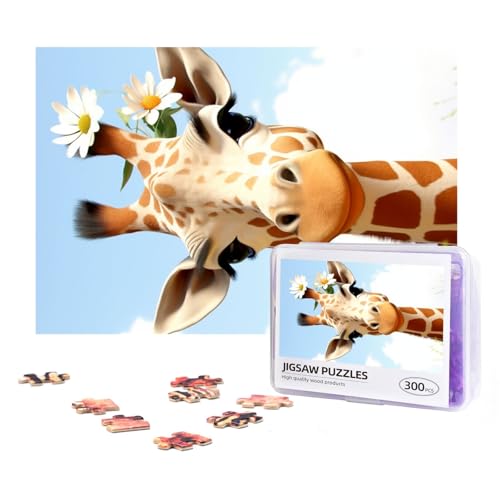 300-teiliges Puzzle für Erwachsene, herausforderndes Puzzle für Spielabende, Geschenke, personalisiertes Bild, Puzzle, Giraffe, benutzerdefiniertes Holzpuzzle für Familie, fertige Größe 38,1 x 25,9 cm von NONHAI