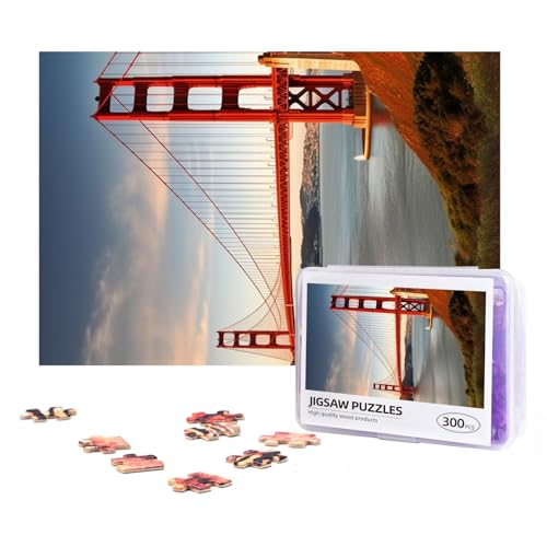 300-teiliges Puzzle für Erwachsene, herausforderndes Puzzle für Spielabende, Geschenke, personalisiertes Bild, Puzzle, Golden Gate Bridge, individuelles Holzpuzzle für Familie, fertige Größe 38,1 x von NONHAI