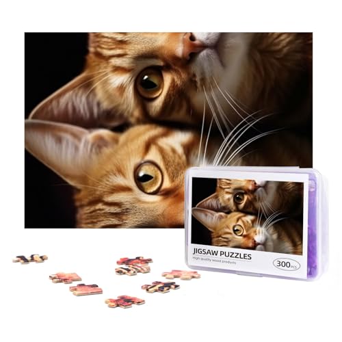 300-teiliges Puzzle für Erwachsene, herausforderndes Puzzle für Spielabende, Geschenke, personalisiertes Bild, Puzzle, Katzen, individuelles Holzpuzzle für Familie, fertige Größe 38,1 x 25,9 cm von NONHAI