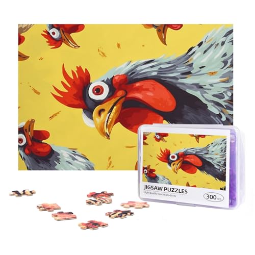 300-teiliges Puzzle für Erwachsene, herausforderndes Puzzle für Spielabende, Geschenke, personalisiertes Bild, Puzzle, Kunst, Hühnermalerei, benutzerdefiniertes Holzpuzzle für Familie, fertige Größe von NONHAI