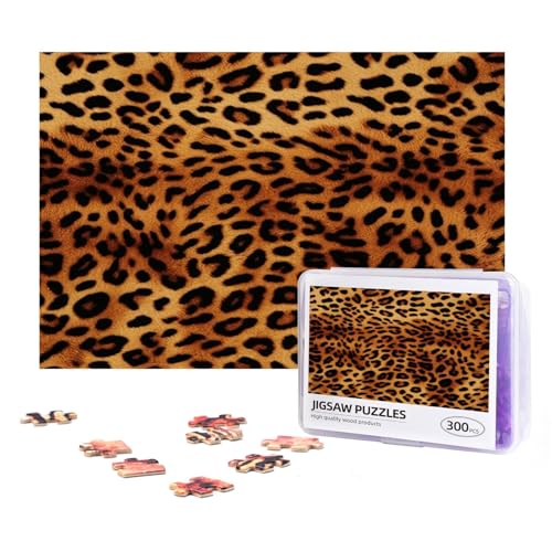 300-teiliges Puzzle für Erwachsene, herausforderndes Puzzle für Spielabende, Geschenke, personalisiertes Bild, Puzzle, Leopardenmuster, benutzerdefiniertes Holzpuzzle für Familie, fertige Größe 38,1 x von NONHAI