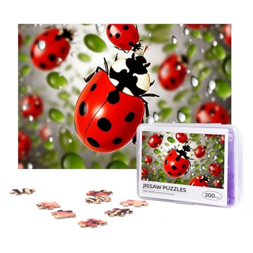 300-teiliges Puzzle für Erwachsene, herausforderndes Puzzle für Spielabende, Geschenke, personalisiertes Bild, Puzzle, Marienkäfer, benutzerdefiniertes Holzpuzzle für Familie, fertige Größe 38,1 x von NONHAI