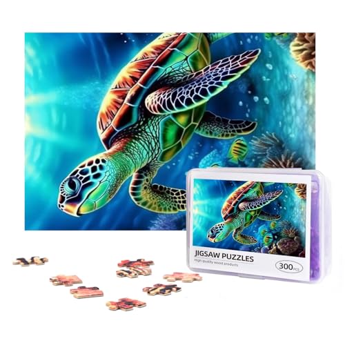 300-teiliges Puzzle für Erwachsene, herausforderndes Puzzle für Spielabende, Geschenke, personalisiertes Bild, Puzzle, Meeresschildkröten, Diamantmalerei, benutzerdefiniertes Holzpuzzle für Familie, von NONHAI