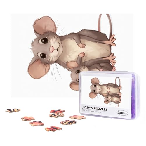 300-teiliges Puzzle für Erwachsene, herausforderndes Puzzle für Spielabende, Geschenke, personalisiertes Bild, Puzzle, Mutter und Kind, Ratten, individuelles Holzpuzzle für Familie, fertige Größe 38,1 von NONHAI