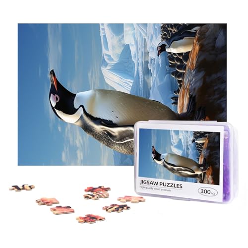 300-teiliges Puzzle für Erwachsene, herausforderndes Puzzle für Spielabende, Geschenke, personalisiertes Bild, Puzzle, Pinguin-Druck, benutzerdefiniertes Holzpuzzle für Familie, fertige Größe 38,1 x von NONHAI