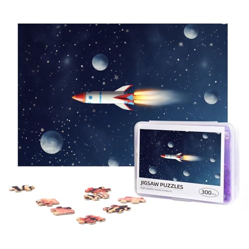 300-teiliges Puzzle für Erwachsene, herausforderndes Puzzle für Spielabende, Geschenke, personalisiertes Bild, Puzzle, Rakete im Weltraum, benutzerdefiniertes Holzpuzzle für Familie, fertige Größe von NONHAI