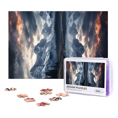 300-teiliges Puzzle für Erwachsene, herausforderndes Puzzle für Spielabende, Geschenke, personalisiertes Bild, Puzzle, Reflexion von Wolken und Bergen, individuelles Holzpuzzle für Familie, fertige von NONHAI