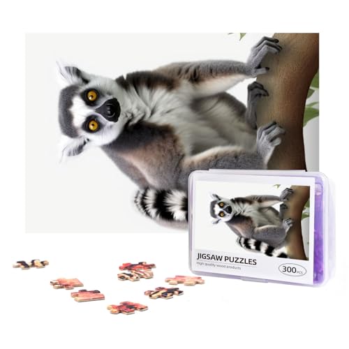 300-teiliges Puzzle für Erwachsene, herausforderndes Puzzle für Spielabende, Geschenke, personalisiertes Bild, Puzzle, Ringschwanz-Lemur, benutzerdefiniertes Holzpuzzle für Familie, fertige Größe 38,1 von NONHAI