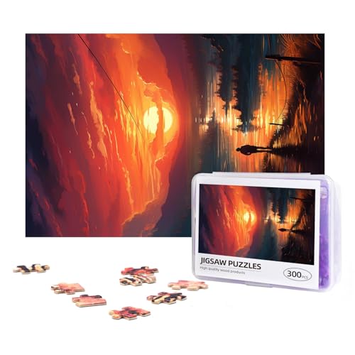 300-teiliges Puzzle für Erwachsene, herausforderndes Puzzle für Spielabende, Geschenke, personalisiertes Bild, Puzzle, Sonnenuntergang, Kunst, benutzerdefiniertes Holzpuzzle für Familie, fertige Größe von NONHAI