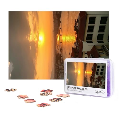 300-teiliges Puzzle für Erwachsene, herausforderndes Puzzle für Spielabende, Geschenke, personalisiertes Bild, Puzzle, Sonnenuntergang-Ansicht, benutzerdefiniertes Holzpuzzle für Familie, fertige von NONHAI