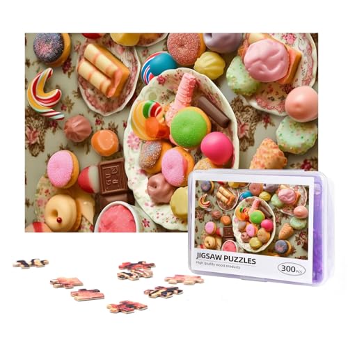 300-teiliges Puzzle für Erwachsene, herausforderndes Puzzle für Spielabende, Geschenke, personalisiertes Bild, Puzzle, Süßigkeiten und Süßigkeiten, individuelles Holzpuzzle für Familie, fertige Größe von NONHAI