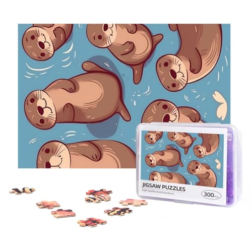 300-teiliges Puzzle für Erwachsene, herausforderndes Puzzle für Spielabende, Geschenke, personalisiertes Bild, Puzzle, Tier, niedliche braune Otter, benutzerdefiniertes Holzpuzzle für Familie, fertige von NONHAI