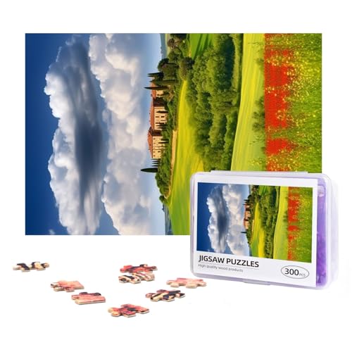 300-teiliges Puzzle für Erwachsene, herausforderndes Puzzle für Spielabende, Geschenke, personalisiertes Bild, Puzzle, Toskana, Frühling, benutzerdefiniertes Holzpuzzle für Familie, fertige Größe 38,1 von NONHAI