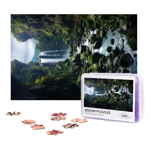 300-teiliges Puzzle für Erwachsene, herausforderndes Puzzle für Spielabende, Geschenke, personalisiertes Bild, Puzzle, Wasserfallklippe, benutzerdefiniertes Holzpuzzle für Familie, fertige Größe 38,1 von NONHAI