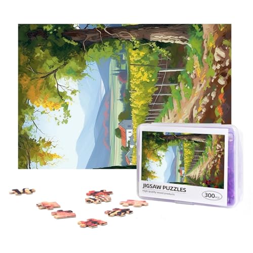 300-teiliges Puzzle für Erwachsene, herausforderndes Puzzle für Spielabende, Geschenke, personalisiertes Bild, Puzzle, Weinberg, individuelles Holzpuzzle für Familie, fertige Größe 38,1 x 25,9 cm von NONHAI