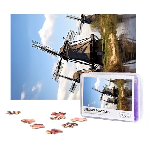 300-teiliges Puzzle für Erwachsene, herausforderndes Puzzle für Spielabende, Geschenke, personalisiertes Bild, Puzzle, Windmühlen, benutzerdefiniertes Holzpuzzle für Familie, fertige Größe 38,1 x 25,9 von NONHAI