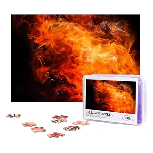 300-teiliges Puzzle für Erwachsene, herausforderndes Puzzle für Spielabende, Geschenke, personalisiertes Bild, Puzzle, brüllende Flamme, benutzerdefiniertes Holzpuzzle für Familie, fertige Größe 38,1 von NONHAI