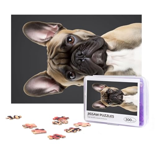 300-teiliges Puzzle für Erwachsene, herausforderndes Puzzle für Spielabende, Geschenke, personalisiertes Bild, Puzzle, französische Bulldogge, benutzerdefiniertes Holzpuzzle für Familie, fertige Größe von NONHAI