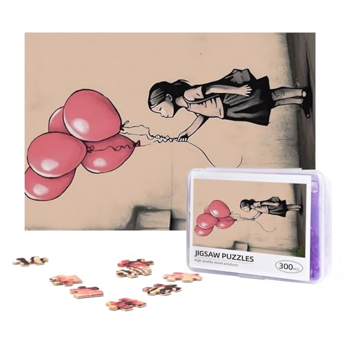 300-teiliges Puzzle für Erwachsene, herausforderndes Puzzle für Spielabende, Geschenke, personalisiertes Bild, Puzzle, immer Mädchen mit Luftballons, benutzerdefiniertes Holzpuzzle für Familie, von NONHAI