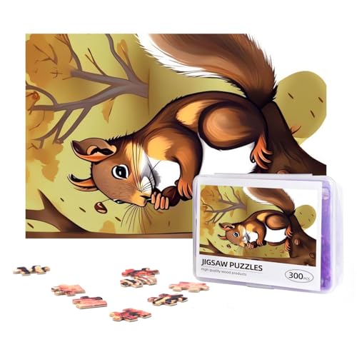 300-teiliges Puzzle für Erwachsene, herausforderndes Puzzle für Spielabende, Geschenke, personalisiertes Bild, Puzzle, nussfressendes Eichhörnchen, benutzerdefiniertes Holzpuzzle für Familie, fertige von NONHAI