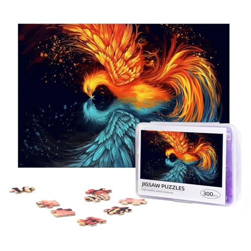 300-teiliges Puzzle für Erwachsene, herausforderndes Puzzle für Spielabende, Geschenke, personalisiertes Bild, Puzzle Feuer und Wasser, Phoenix, individuelles Holzpuzzle für Familie, fertige Größe von NONHAI