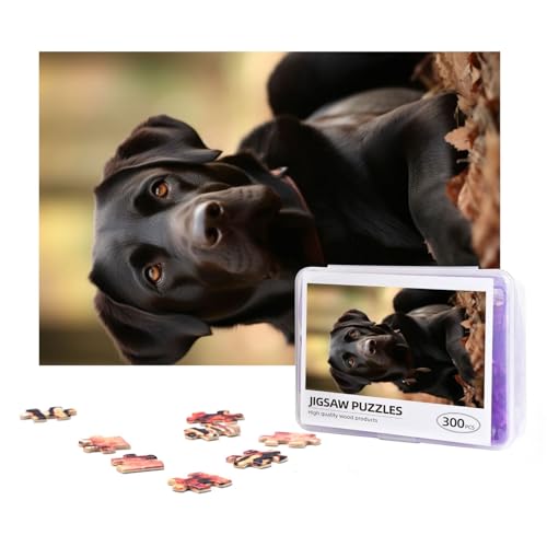 300-teiliges Puzzle für Erwachsene, herausforderndes Puzzle für Spielabende, Geschenke, personalisiertes Bild, niedlicher Labrador-Hund, individuelles Holzpuzzle für Familie, fertige Größe 38,1 x 25,9 von NONHAI