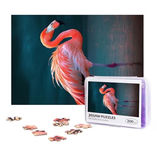 300-teiliges Puzzle für Erwachsene, herausforderndes Puzzle für Spielabende, Geschenke, personalisiertes Bilderpuzzle, lebendiger Flamingo, benutzerdefiniertes Holzpuzzle für Familie, fertige Größe von NONHAI