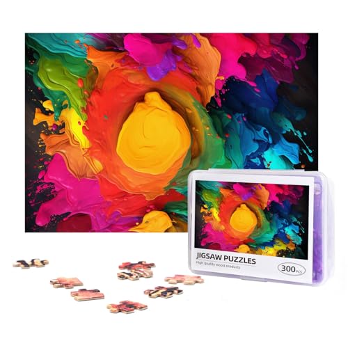 300-teiliges Puzzle für Erwachsene, herausforderndes Puzzle für Spieleabende, Geschenke, personalisiertes Bild, Puzzle, Farben, benutzerdefiniertes Holzpuzzle für Familie, fertige Größe 38,1 x 25,9 cm von NONHAI