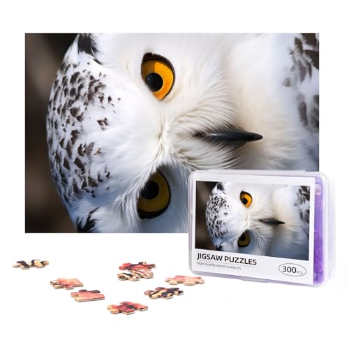 300-teiliges Puzzle für Erwachsene, herausforderndes Puzzle für Spieleabende, Geschenke, personalisiertes Bild, Puzzle, Schnee-Eulen-Augen, individuelles Holzpuzzle für Familie, fertige Größe 38,1 x von NONHAI