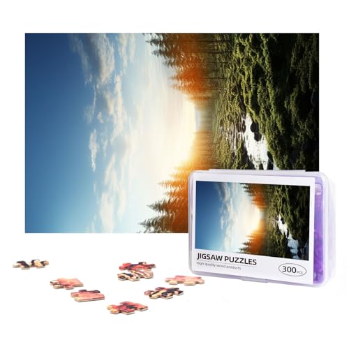 300-teiliges Puzzle für Erwachsene, herausforderndes Puzzle für Spieleabende, Geschenke, personalisiertes Bild, Puzzle, Sonnenuntergangszeit, individuelles Holzpuzzle für Familie, fertige Größe 38,1 x von NONHAI