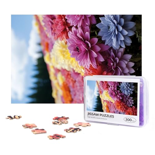 300-teiliges Puzzle für Erwachsene, herausforderndes Puzzle für Spieleabende, Geschenke, personalisiertes Bilderpuzzle, Regenbogenblume, Meer, benutzerdefiniertes Holzpuzzle für Familie, fertige Größe von NONHAI