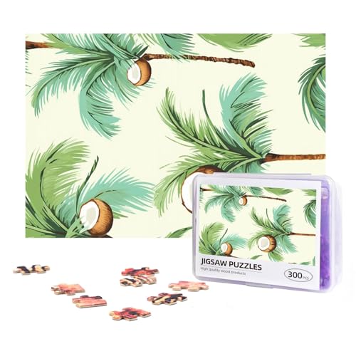 300-teiliges Puzzle für Erwachsene, herausforderndes Puzzle für Spieleabende, Geschenke, personalisiertes Bilderpuzzle, Sommer-Kokosnussbaum, 1 individuelles Holzpuzzle für Familie, fertige Größe 38,1 von NONHAI