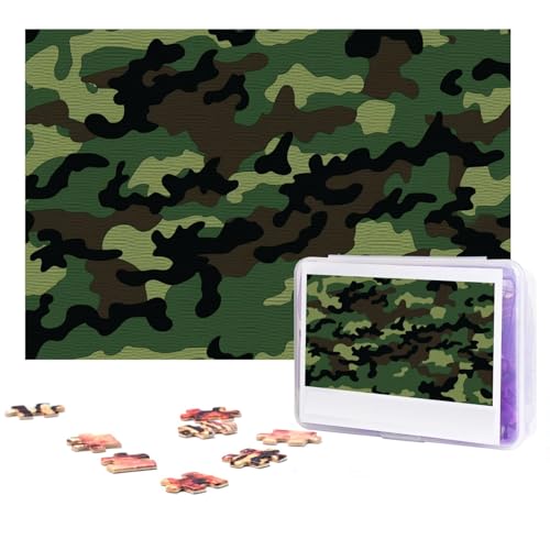 300-teiliges Puzzle für Erwachsene, personalisiertes Bilderpuzzle, grünes Militär-Camouflage, individuelles Holzpuzzle für Familie, Geburtstag, Hochzeit, Spielabende, Geschenke, 38,1 x 25,9 cm von NONHAI