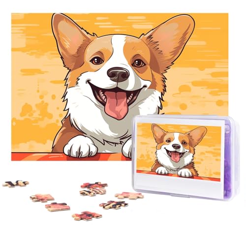 300-teiliges Puzzle für Erwachsene, personalisiertes Bilderpuzzle, niedlicher Corgi-Hund, individuelles Holzpuzzle für Familie, Geburtstag, Hochzeit, Spielabende, Geschenke, 38,1 x 25,9 cm von NONHAI