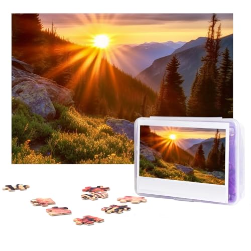 300-teiliges Puzzle für Erwachsene, personalisiertes Bildpuzzle, Rocky Mountain Sunset, Sonnenschein, individuelles Holzpuzzle für Familie, Geburtstag, Hochzeit, Spielabende, Geschenke, 38,1 x 25,9 cm von NONHAI