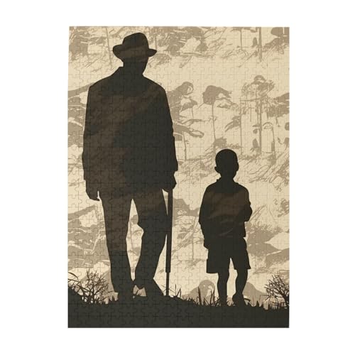 500-teiliges Puzzle für Erwachsene, personalisiertes Bilderpuzzle, Sohn und Vater, Silhouetten, individuelles Holzpuzzle für Familie, Geburtstag, Hochzeit, Spielabende, Geschenke, 51,8 x 38,1 cm von NONHAI