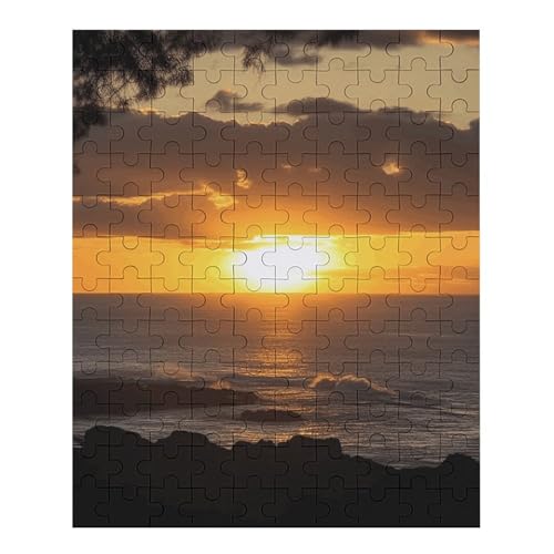70-teiliges Puzzle für Erwachsene, personalisiertes Bilderpuzzle, Sonnenuntergang, Hawaii, Strand, individuelles Holzpuzzle für Familie, Geburtstag, Hochzeit, Spielabende von NONHAI
