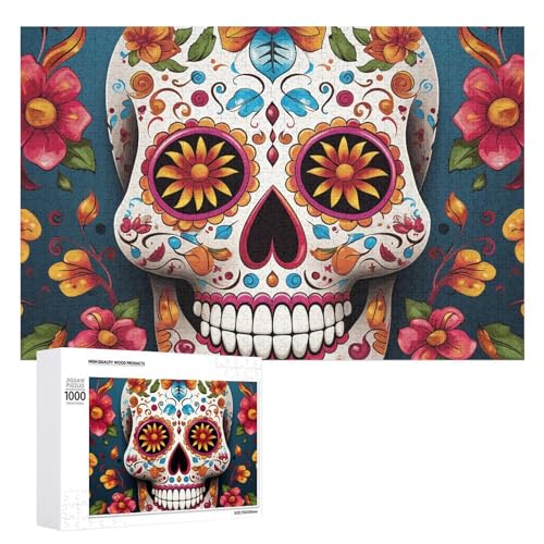 Buntes Totenkopf-Puzzle für Damen und Herren, 1000 Teile, Puzzle für Erwachsene, herausforderndes Puzzle für Familie, Hochzeitsgeschenk von NONHAI