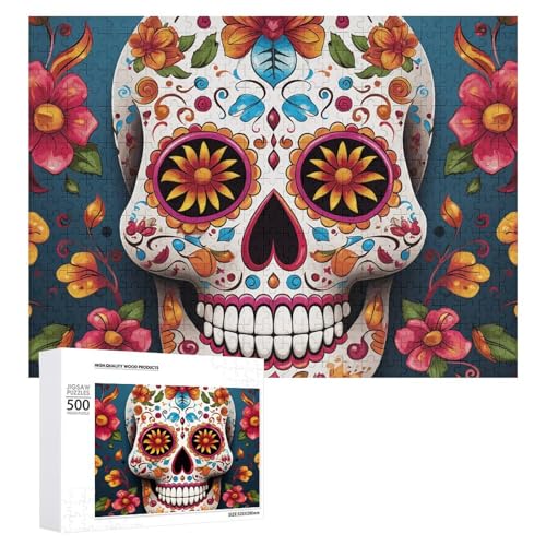 Buntes Totenkopf-Puzzle für Damen und Herren, 500 Teile, Puzzle für Erwachsene, herausforderndes Puzzle für Familie, Hochzeitsgeschenk von NONHAI