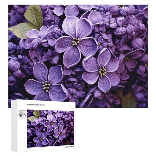 Lila Blumenpuzzle für Damen und Herren, 500 Teile, Puzzle für Erwachsene, herausforderndes Puzzle für Familie, Hochzeitsgeschenk von NONHAI