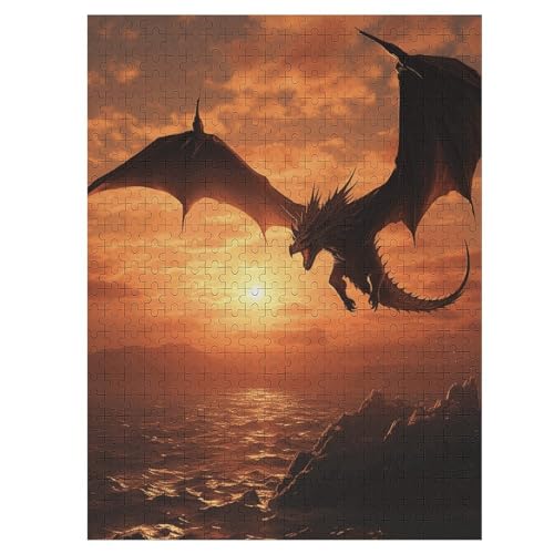 Meer-Sonnenuntergang fliegender Drache Puzzle für Damen und Herren, 500-teiliges Puzzle für Erwachsene, herausforderndes Puzzle für Familie, Hochzeitsgeschenk von NONHAI