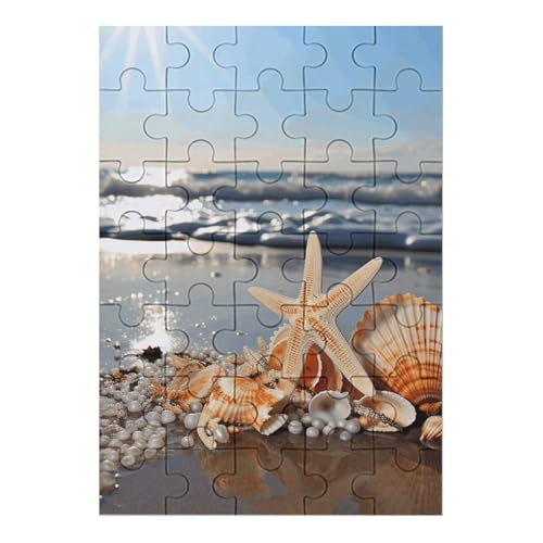 Muscheln am Strand Puzzle für Damen und Herren, 35-teiliges Puzzle für Erwachsene, herausforderndes Puzzle für Familie, Hochzeitsgeschenk von NONHAI