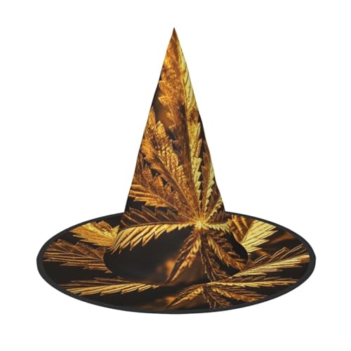 NONHAI 1 Stück Halloween Hexenhüte Golden Cannabis Halloween Dekoration Hängender Hexenhut für Party Hof Dekor von NONHAI