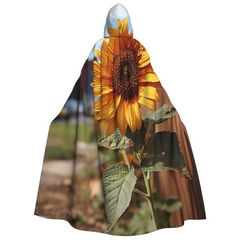 NONHAI Halloween Kapuzenumhang Bauernhof Sonnenblume Erwachsene Vampir Hexe Umhang für Halloween Cosplay Kostüme von NONHAI