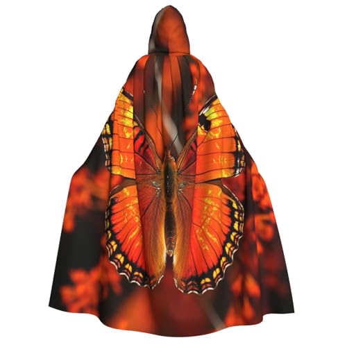 NONHAI Halloween Kapuzenumhang Orange Schmetterling Erwachsene Vampir Hexe Umhang für Halloween Cosplay Kostüme von NONHAI