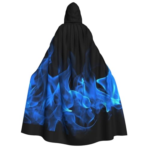 NONHAI Halloween-Umhang mit Kapuze, blaue Flamme, Vampir-Hexenumhang für Halloween, Cosplay-Kostüme von NONHAI