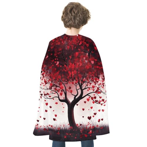 NONHAI Roter Umhang mit Herz und Baum für Damen und Herren, wendbar, Halloween-Umhang, Halloween-Kostüme, Erwachsenen-Umhang für Cosplay-Party von NONHAI