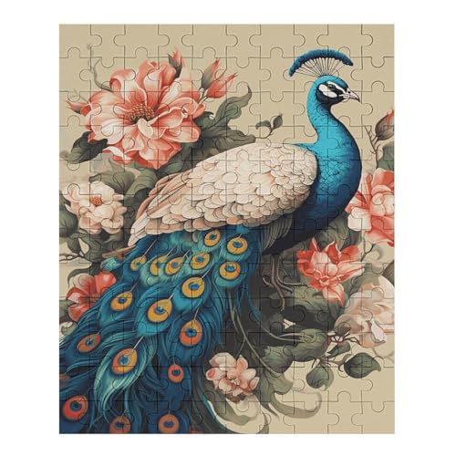 Pfau und Blumen Puzzle für Damen und Herren, 70-teiliges Puzzle für Erwachsene, herausforderndes Puzzle für Familie, Hochzeitsgeschenk von NONHAI