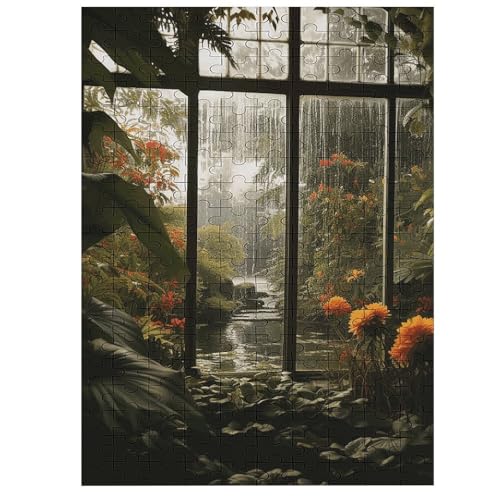 Puzzle Landschaft im Fenster, für Damen und Herren, 200 Teile, Puzzle für Erwachsene, herausforderndes Puzzle für Familie, Hochzeitsgeschenk von NONHAI